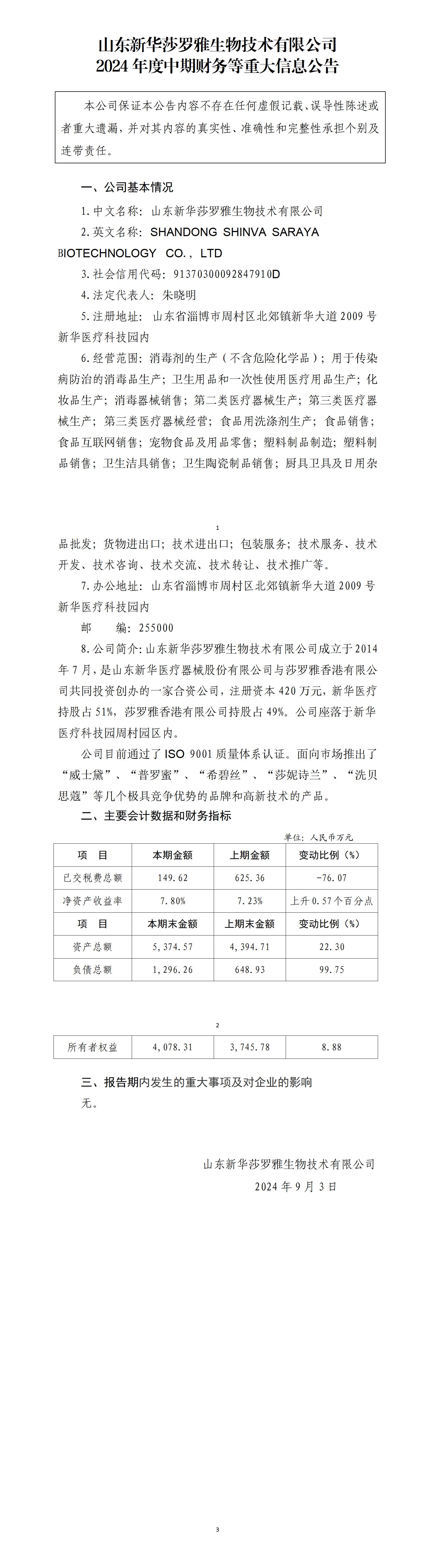 尊龙人生就是博d88莎罗雅生物技术有限公司2024年中期财务等重大信息公告_01.jpg